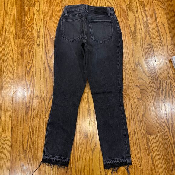 Abercrombie & Fitch The Skinny High Rise Jeans Black Raw Hem Distressed 24 00 - Picture 2 of 8